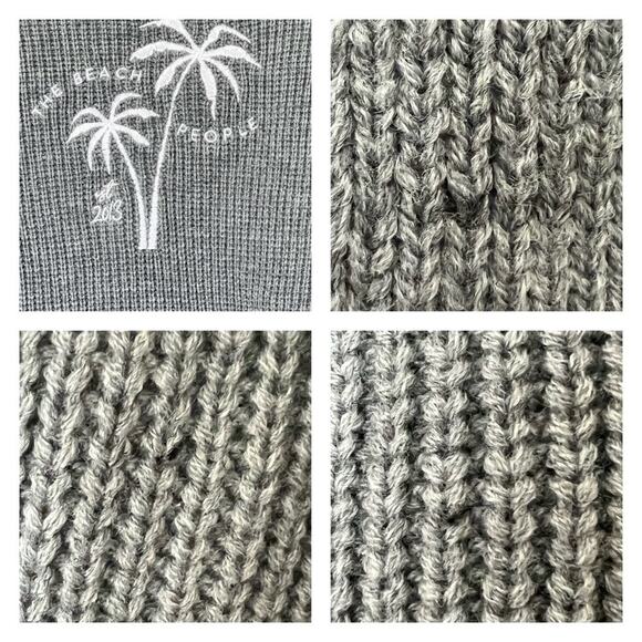 The Beach People Twins Palm Open Front Grey Front Pockets Cardigan Size XS - S - Picture 7 of 9